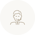 User profile icon with a person outline inside a circular background.