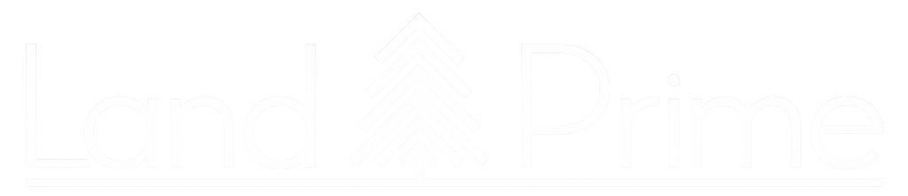 LandPrime company logo featuring stylized text and geometric design elements.