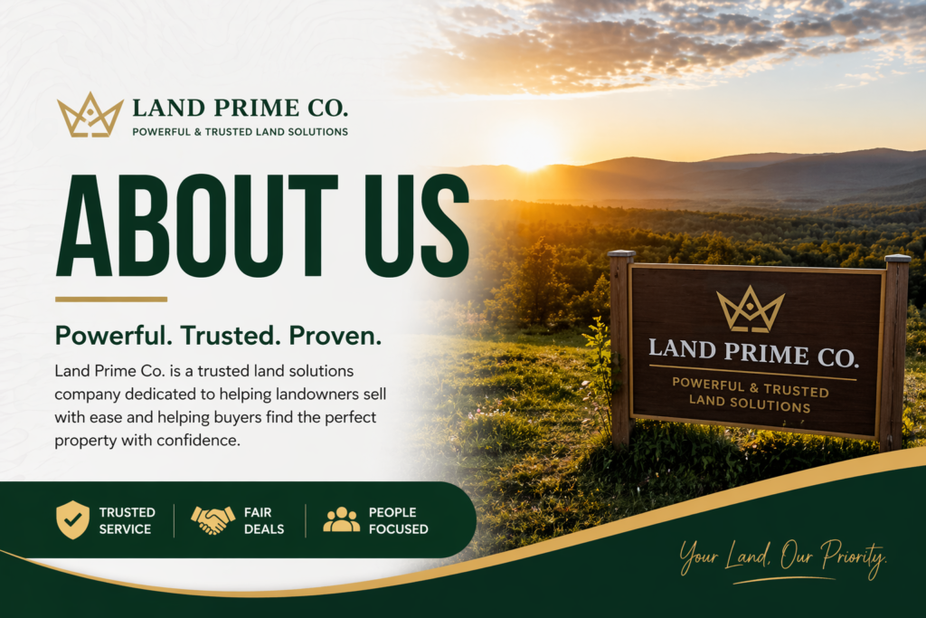about us Land Prime Co trusted land buying company providing fair offers, reliable service, and land solutions for property owners